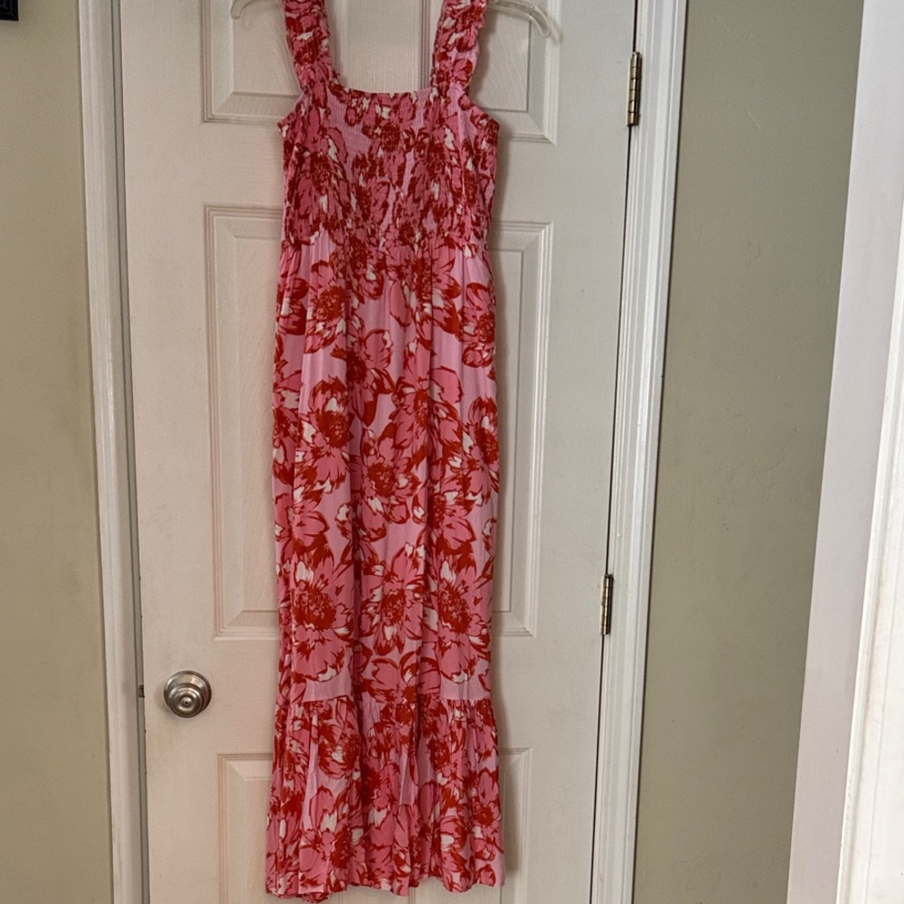 Floral Pink and Red Maxi Dress Pink Lily small